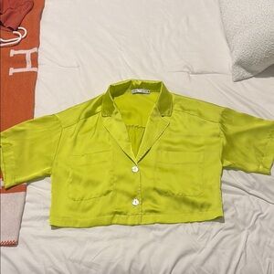 Zara Bright Green Satin Shirt